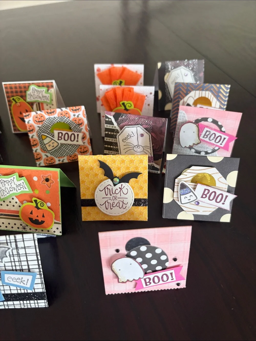New Handmade Halloween Mini Foldable Surprise Cards - Set of 30, Colorful 2 x 2